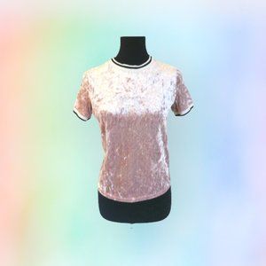 Pink Faux Velvet T shirt size Sm